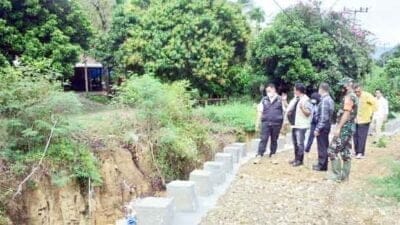 Tembok Penahan Dusun Mbal-mbal Penghubung 3 Desa di Tanah Pinem Selesai Dikerjakan
