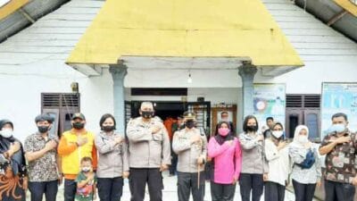 Kapolres Langkat Pantau Vaksinasi di Desa Karang Gading dan Zoom Meeting