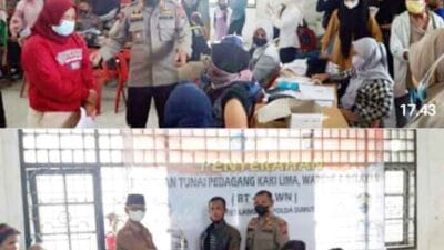 Polsek Tanjung Pura Salurkan BTPKLWN dan Gerai Vaksinasi Polres Langkat