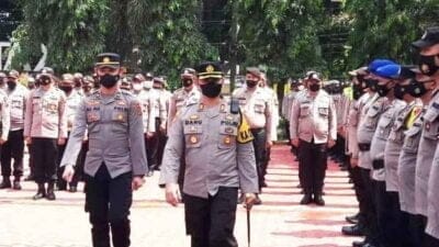 Kapolres Langkat Pimpin Gelar Pasukan Pengaman Pilkades Serentak