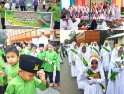 Pawai Khatam Qur’an Al-Fathan Semarakkan Jantung Kota Arosuka