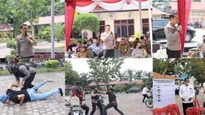 Polres Langkat Laksanakan Simulasi Peragaan Pengamanan Desa di Lokasi TPS
