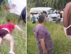 Tabrakan Maut Kereta Api Lokomotif dengan Mobil Bus APDESI Langkat