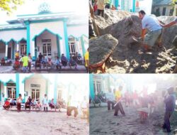Masyarakat Desa Dahari Indah Gotong Royong Bersihkan Masjid