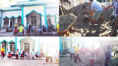 Masyarakat Desa Dahari Indah Gotong Royong Bersihkan Masjid
