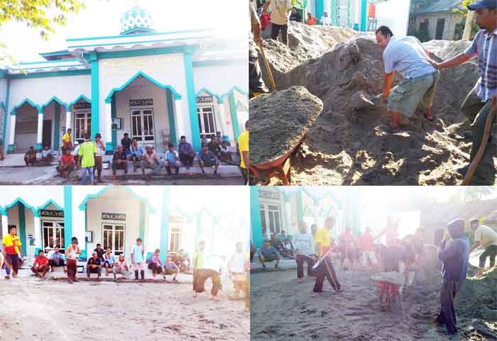 Masyarakat Desa Dahari Indah Gotong Royong Bersihkan Masjid