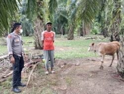 Bhabinkamtibmas Polsek Tanjung Pura Sampaikan Pesan Kepada Pemilik Hewan Ternak