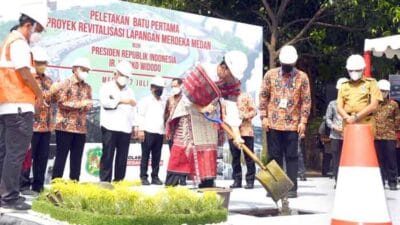 Presiden Jokowi Letakkan Batu Pertama Revitalisasi Lapangan Merdeka Medan