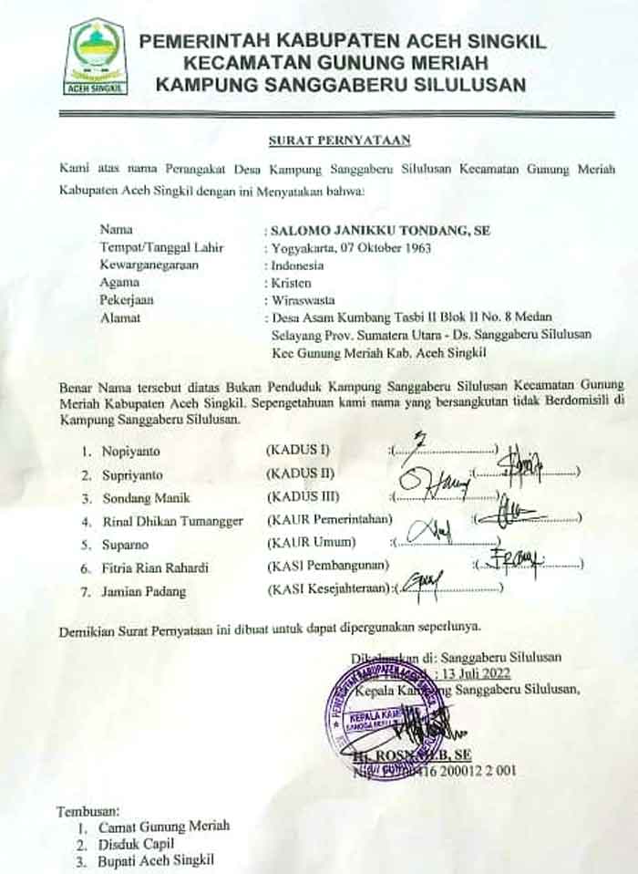 Salomo Janikku Tondang Mengaku Warga Kampung Sanggaberu Silulusan Jadi Pertanyaan