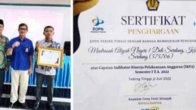 MAN 1 Deli Serdang Raih Penghargaan IKPA Terbaik I Semester I TA 2022