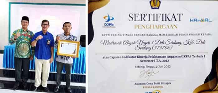 MAN 1 Deli Serdang Raih Penghargaan IKPA Terbaik I Semester I TA 2022