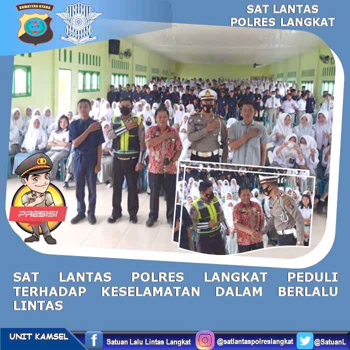 Sat Lantas Polres Langkat Binluh di SMK Harapan Stabat