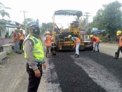 Giat Pengamanan dan Gatur Lalin Binjai-Aceh di Km 35-37 Sei Karang-Lau Dendang Kecamatan Stabat