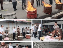 Kapolres Hadiri Pemusnahan Barang Bukti di Kejaksaan Negeri Kota Binjai