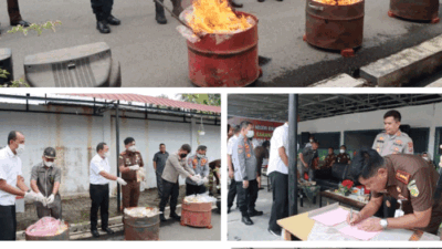 Kapolres Hadiri Pemusnahan Barang Bukti di Kejaksaan Negeri Kota Binjai