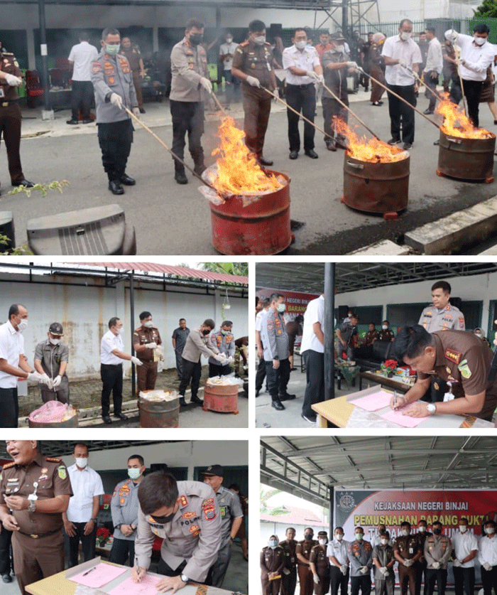 Kapolres Hadiri Pemusnahan Barang Bukti di Kejaksaan Negeri Kota Binjai
