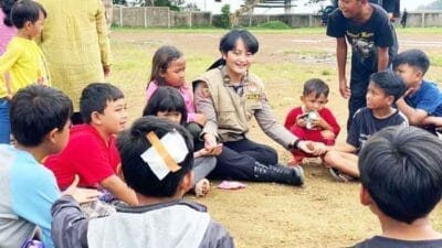 Upaya Polri Kembalikan Senyum Anak-anak dan Ibu-ibu Korban Gempa Cianjur