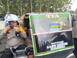 Kapoldasu Bawa Becak Bermotor Ajak Masyarakat Tertib Lalu Lintas