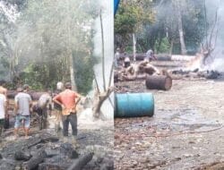 Dapur Pembakaran Minyak di Dusun 1a Desa Paya Bengkuang Terbakar