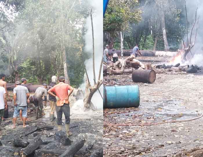 Dapur Pembakaran Minyak di Dusun 1a Desa Paya Bengkuang Terbakar