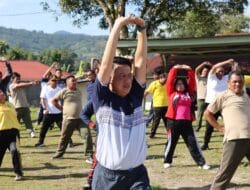 Polres Pakpak Bharat Laksanakan Olahraga Bersama dan Halal Bihalal TNI-Polri Beserta Forkopimda