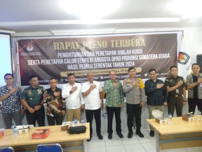 Bawaslu Sumut Hadiri Rapat Pleno Terbuka Penghitungan dan Penetapan Jumlah Kursi Serta Penetapan Calon Terpilih Anggota DPRD Sumut