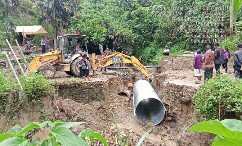 Akses Jalan Tertutup Longsor di Kecamatan Tigalingga Sudah Ditangani