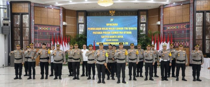 Kapolda Sumut Pimpin Upacara Pemuliaan Nilai-Nilai Tribrata Dalam Perayaan Hari Bhayangkara ke-78