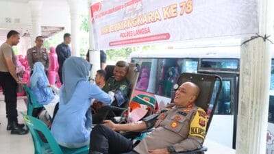 Semarak Hari Bhayangkara Ke-78, Polres Langsa Donor Darah