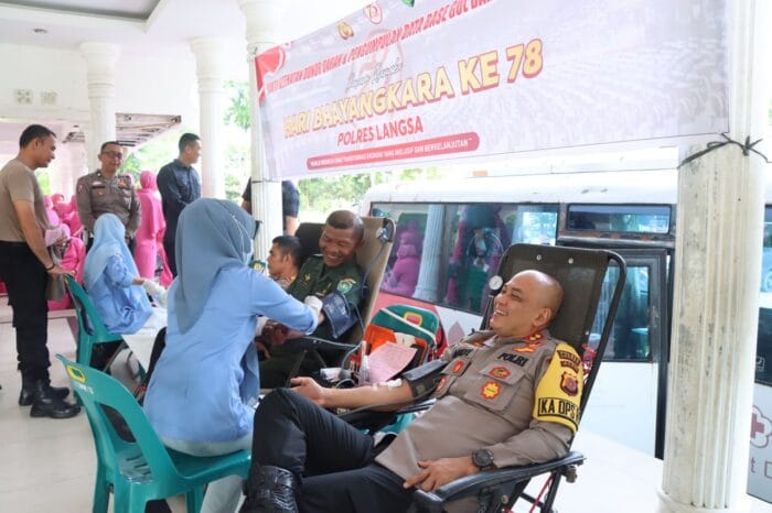 Semarak Hari Bhayangkara Ke-78, Polres Langsa Donor Darah