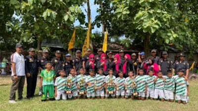 Pendawa Desa Bulu Cina Hamparan Perak Gelar Sepakbola Sambut HUT ke-79 RI