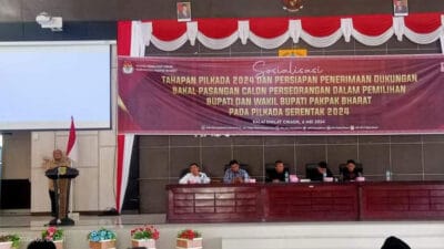 Bawaslu Pakpak Bharat Hadiri Sosialisasi Persiapan Penerimaan Dukungan Balon Perseorangan Oleh KPU Pakpak Bharat