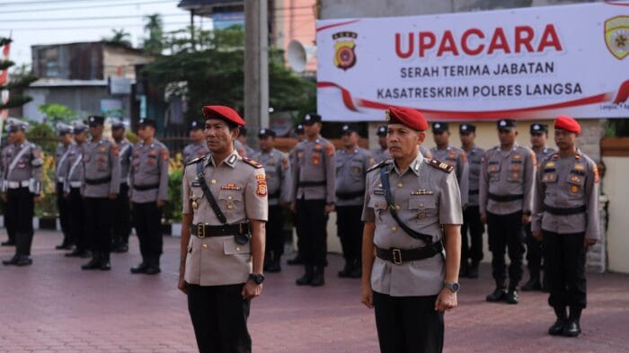 Kapolres Langsa Pimpin Upacara Sertijab Kasat Reskrim