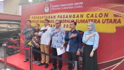 KPU Sumut Gelar Konferensi Pers Buka Penerimaan Paslon Gubsu dan Wagubsu 27-29 Agustus 2024