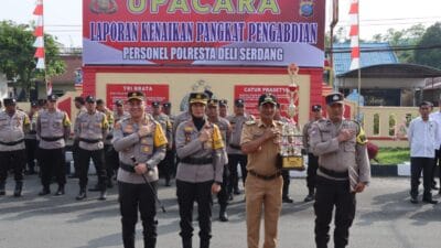 Kapolresta Deliserdang Pimpin Upacara Kenaikan Pangkat Pengabdian