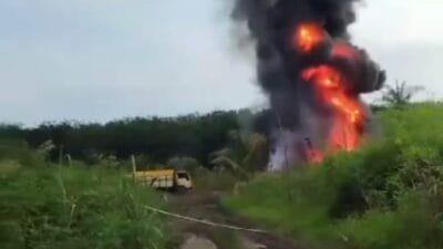 Diduga BBM Bersubsidi Terbakar di Kogem Kabupaten Labusel