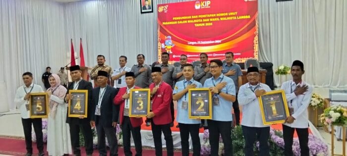KIP Kota Langsa Tetapkan Nomor Paslon Walikota dan Wakil Walikota