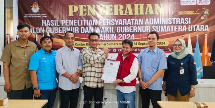 KPU Sumut Serahkan Hasil Penelitian Administrasi 2 Paslon Penuhi Syarat