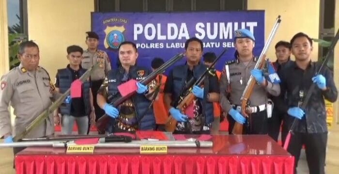 Empat dari Sembilan Pelaku Curas TBS Bersenjata Senapan Angin dan Sajam Diringkus Satreskrim Polres Labusel