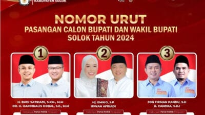 Hitungan Sementara Pilkada Kabupaten Solok Paslon 03 Jon Pandu Chandra Menang Telak