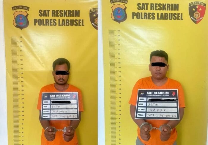 Polres Labusel Tangkap 2 Tersangka Judi Online di Kampung Rakyat