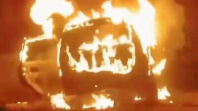Mobil Mini Bus Xenia Terbakar di Labusel