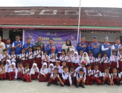 Ditpolairud Polda Sumut Gelar Bakti Sosial Makan Bergizi Gratis untuk Siswa SD di Kampung Nelayan Seberang