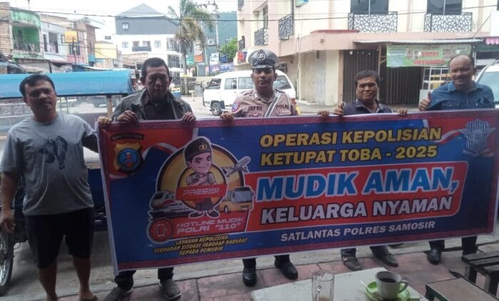 Polres Samosir Sosialisasi Hotline Mudik 110 Jelang Operasi Ketupat Toba 2025