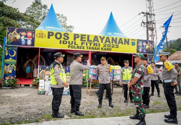 Kapolda Sumut Tinjau Pos Pelayanan dan Pengamanan Terpadu Idulfitri di Wilayah Tanah Karo