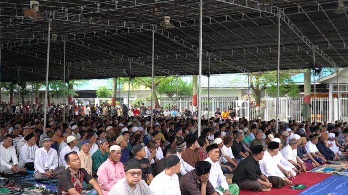 Ratusan Warga Binaan Rutan Kelas 1 Medan Laksanakan Salat Idulfitri Berjemaah