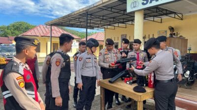 Jelang May Day, Polres Tapteng Cek Kesiapan Peralatan Pengendalian Massa