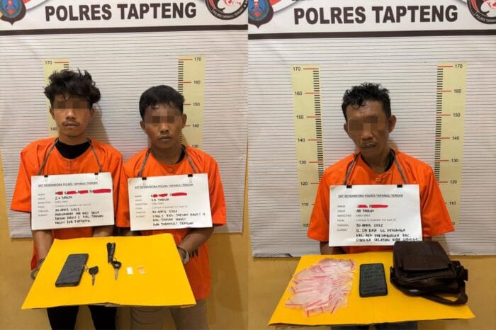 Tiga Pengedar Sabu Ditangkap Polres Tapteng di Pandan dan Tapian Nauli