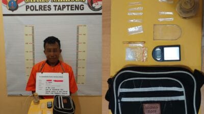 Polres Tapteng Tangkap Pengedar Sabu di Tapian Nauli, Warga Bakar Pondok di TKP