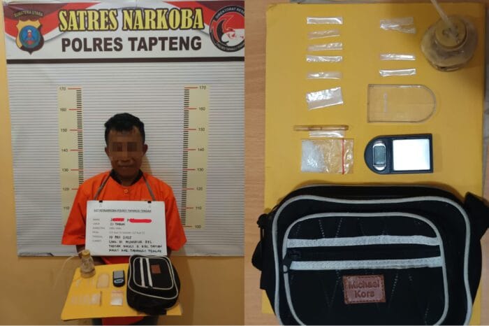 Polres Tapteng Tangkap Pengedar Sabu di Tapian Nauli, Warga Bakar Pondok di TKP